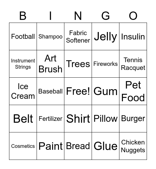By-Products Bingo Card