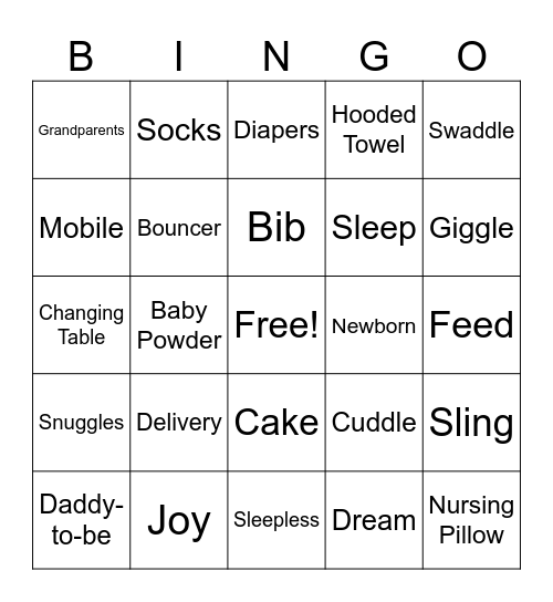 Baby Bingo Card
