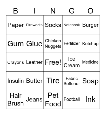 By-Products Bingo Card