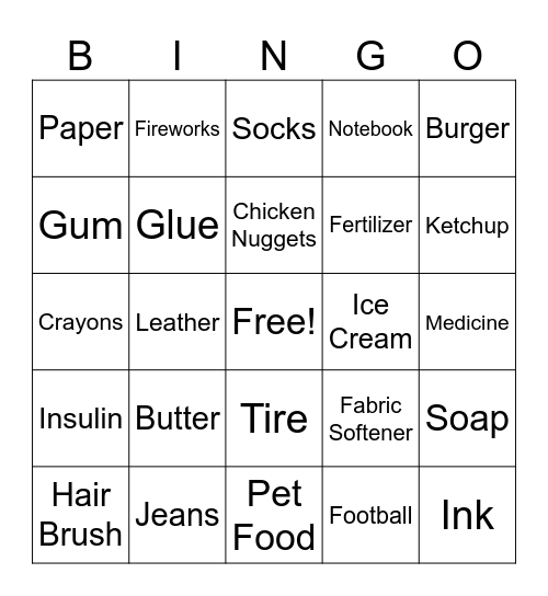By-Products Bingo Card
