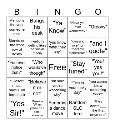 History of Rock and Roll Bingo Card