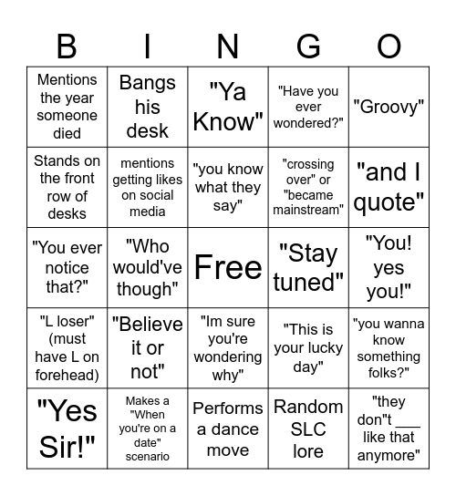 History of Rock and Roll Bingo Card