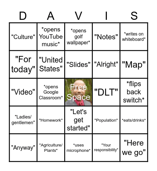 Mr. Davis Bingo - Updated (Easier) Bingo Card