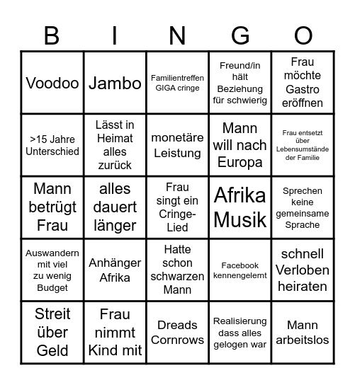 AMORE BINGO <3 Bingo Card