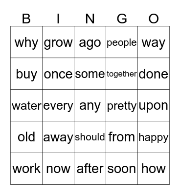 1st Grade Unit 3 - set 2 Bingo Card