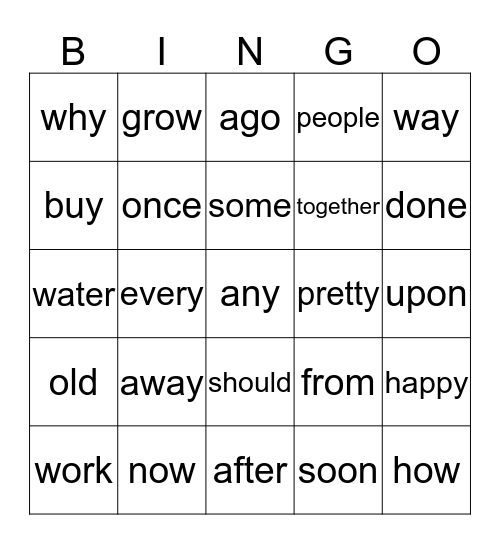 1st Grade Unit 3 - set 2 Bingo Card
