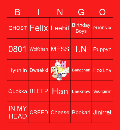 Stray Kids BINGO Card