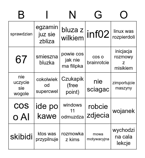 Mielniczek Bingo Card