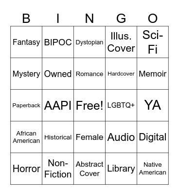 Silent Book Club Bingo Card