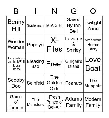 AA49 TV THEMES 2 Bingo Card