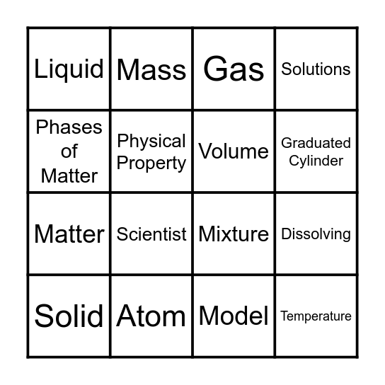 MATTER BINGO Card