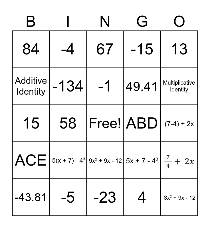 Chapter 1 Bingo Card