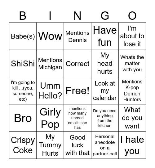Mack Bingo Card