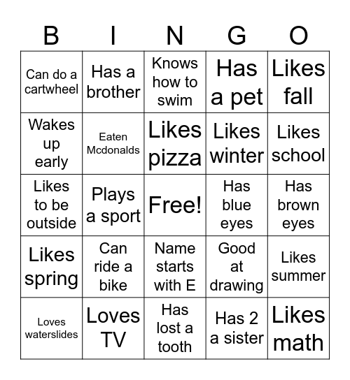 Find someone who... Bingo Card