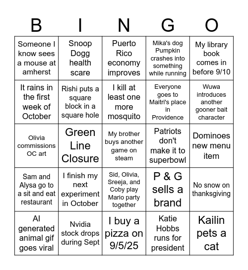 My Bingo Card 🤯 Bingo Card