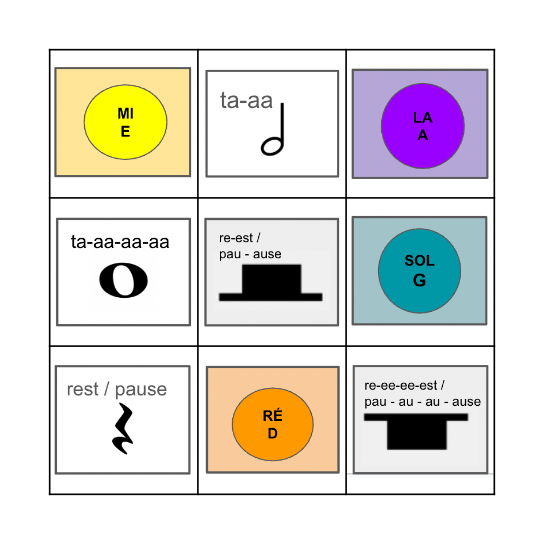 rhythm & solfa bingo Card