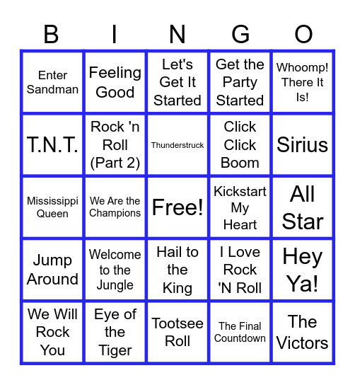 MUSIC BINGO at the Ann Arbor Eagles! Football Feels! (Songs ya might hear in the stadium!) Bingo Card