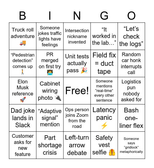 NoTraffic US Bingo Card