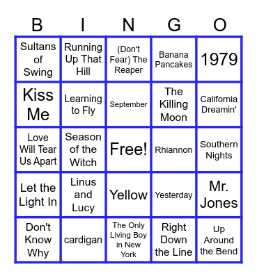 MUSIC BINGO at the Ann Arbor Eagles! Fall Flavor! Bingo Card