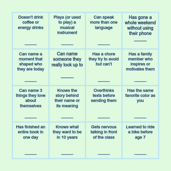 Find Someone Who... Bingo Card