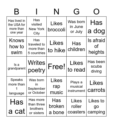 Find Someone Who... Bingo Card