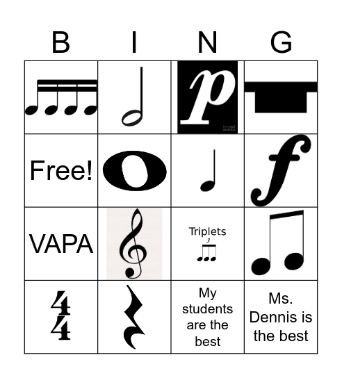 Note Value Bingo Card