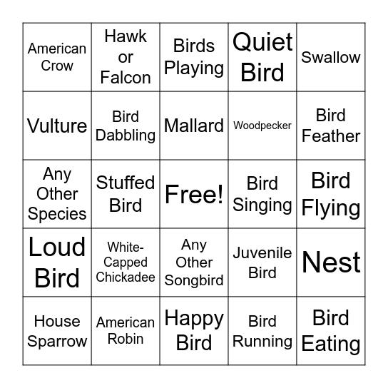 Birding at MSU Bingo Card