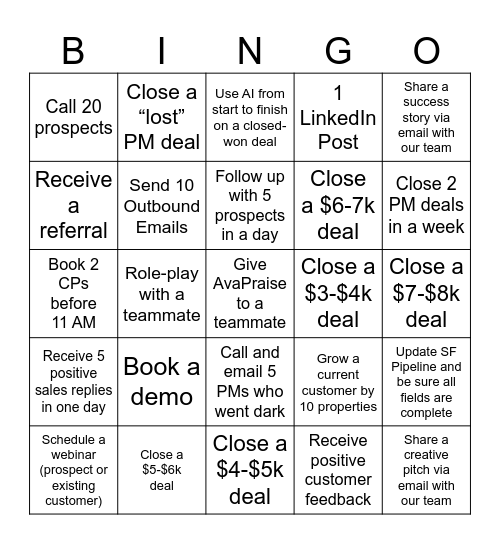 September Bingo Card
