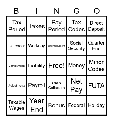 National Payroll Week BINGO Card