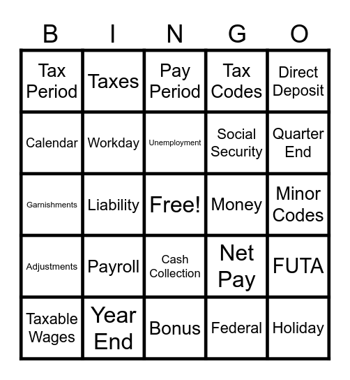 National Payroll Week BINGO Card