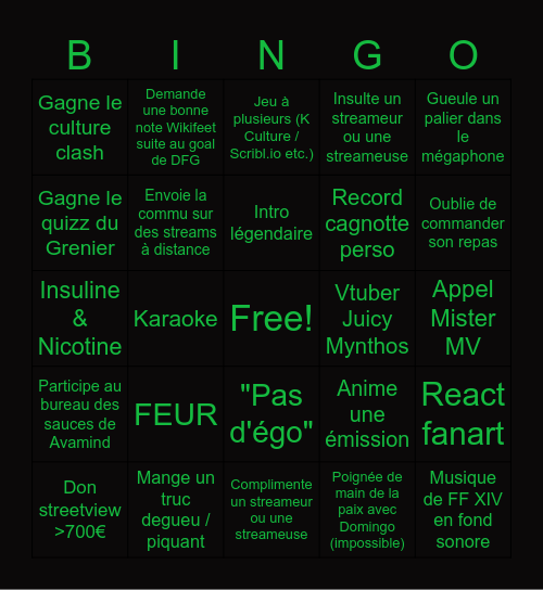 ANTOINE DANIEL Bingo Card