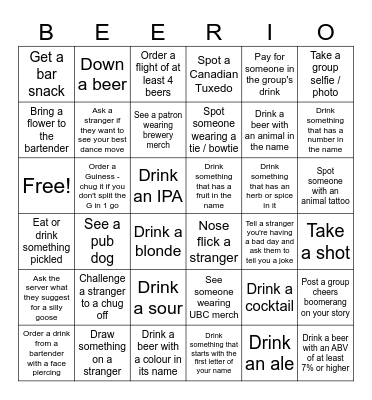 BREWERY BINGO Card