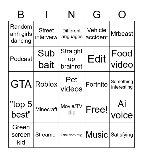 Untitled Bingo Card