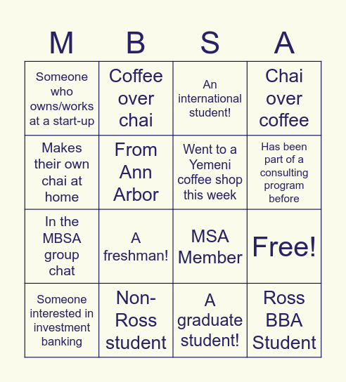 Bean-go! Bingo Card