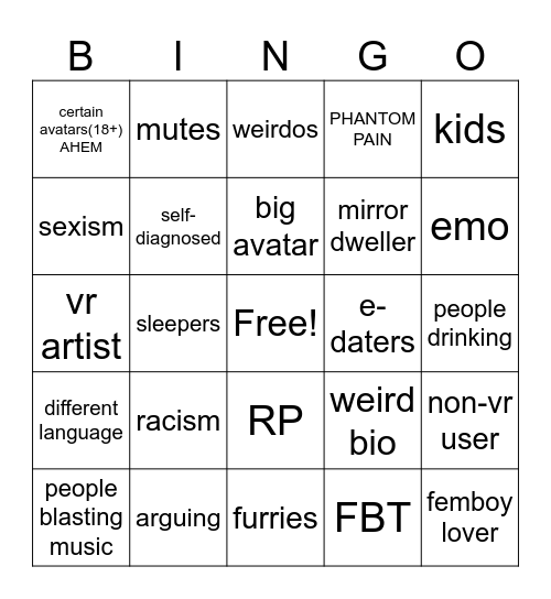 VRC BINGO Card