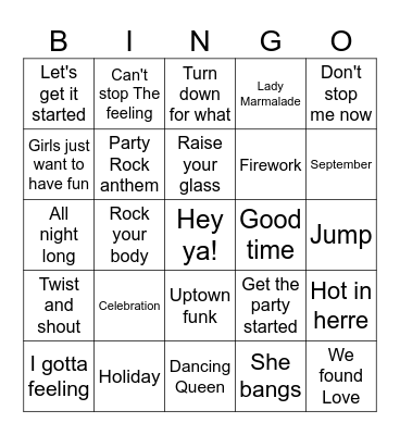 PAR-TAY Bingo Card