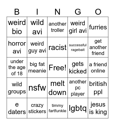 vrchat Bingo Card