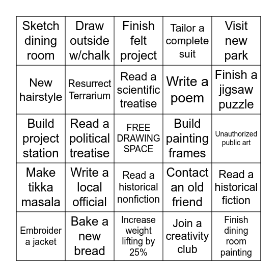 Goals 2025-2026 Bingo Card