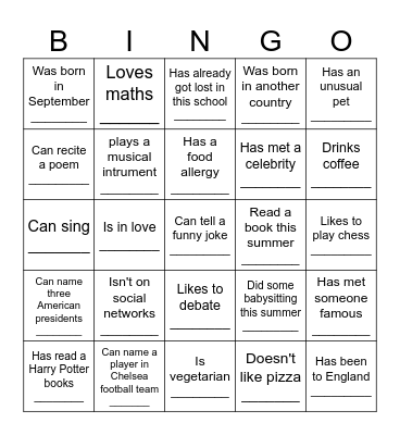 Icebreaker Bingo - Find Someone Who .... Bingo Card