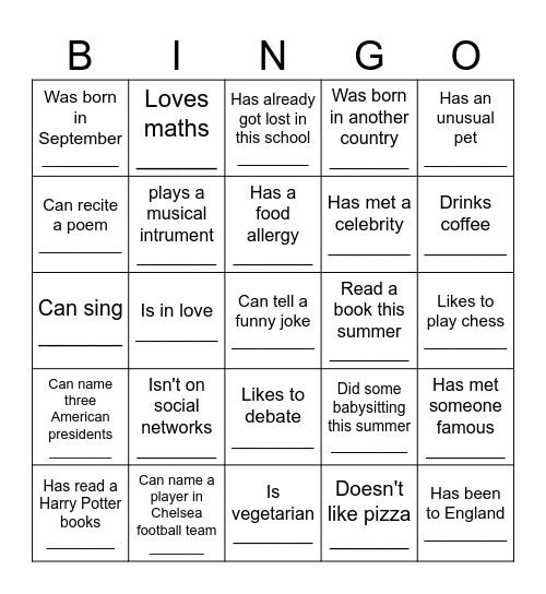 Icebreaker Bingo - Find Someone Who .... Bingo Card