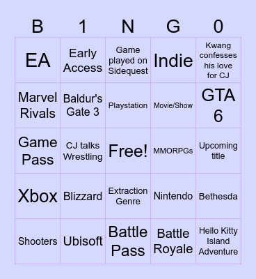 XP Share B1NG0 2025 Bingo Card