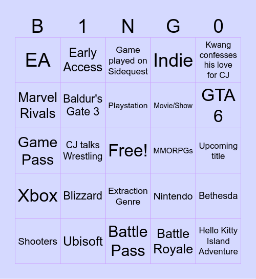 XP Share B1NG0 2025 Bingo Card