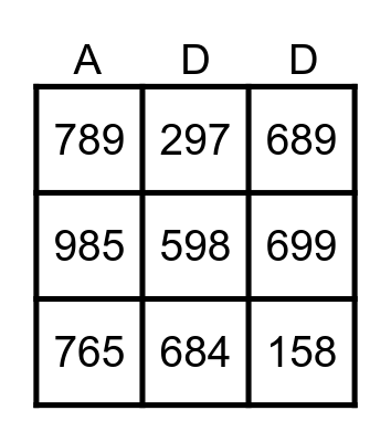 Triple-Digit Addition Bingo Card