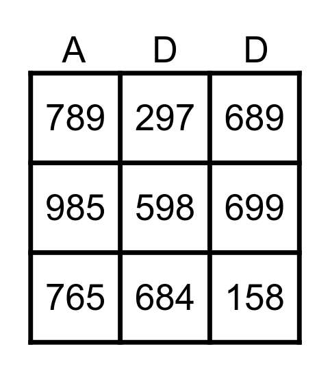 Triple-Digit Addition Bingo Card