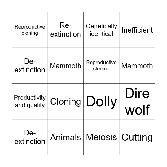 Cloning Bingo Card