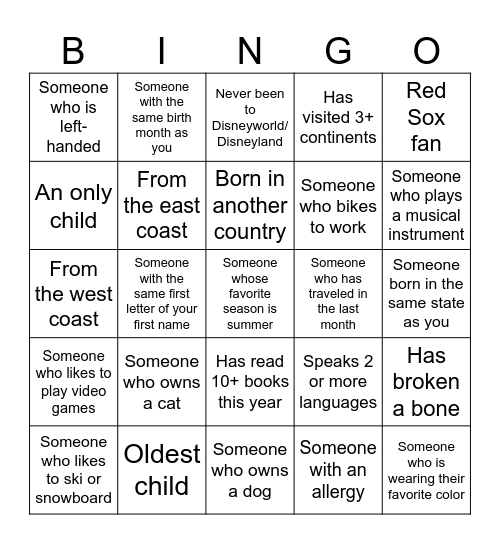 Get to Know Symphony! Bingo Card