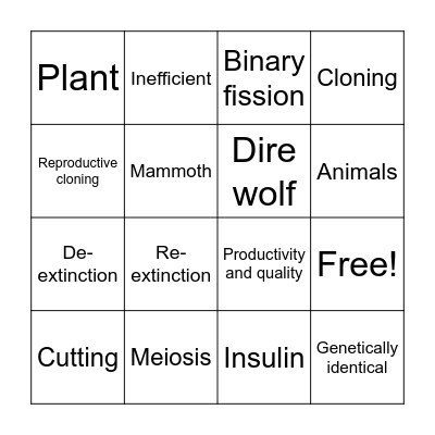 Cloning Bingo Card