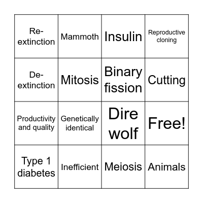 Cloning Bingo Card