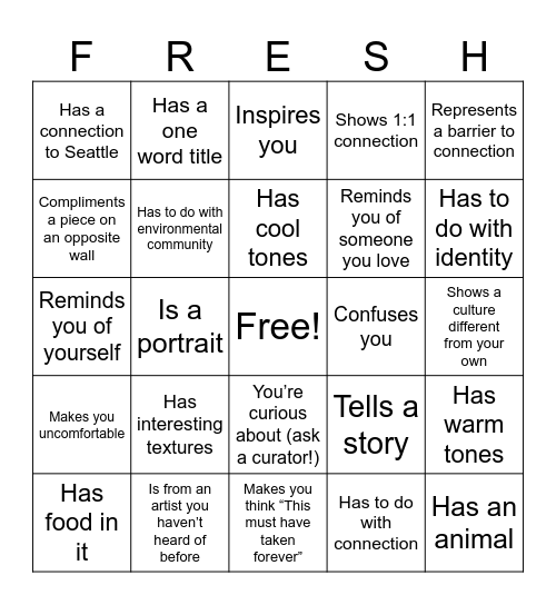 Find a piece that… Bingo Card