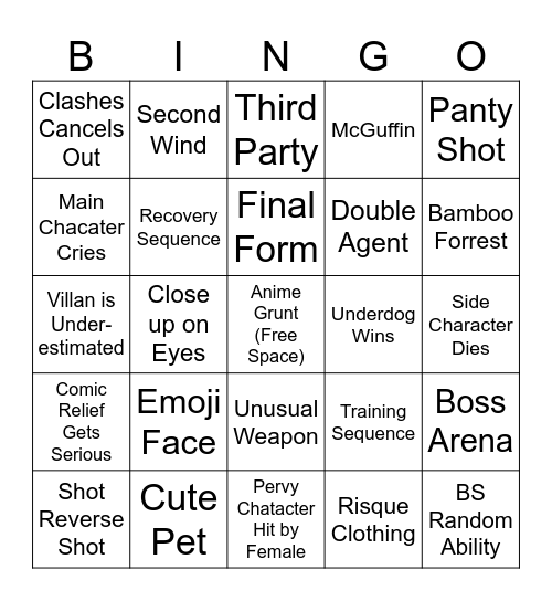 Demon Slayer Bingo Card